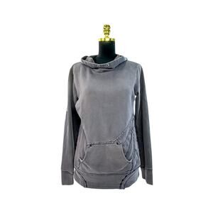 Y2K Volcom Grey Hoodie with Patch Logos - Size L